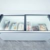 60" Glass Top Display Island Freezer Supermarket Cooler Market Grocery Island Merchandiser 445L Sliding Glass Door Horizontal Showcase Freezer