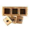 WILLART Handcrafted Teak Wood Antique Look Tea Coffee Sugar 3 Container Set in Wooden Tray ‚Äì Container with Lids (Dimension : 10.50 x 4 x 5 Inch)